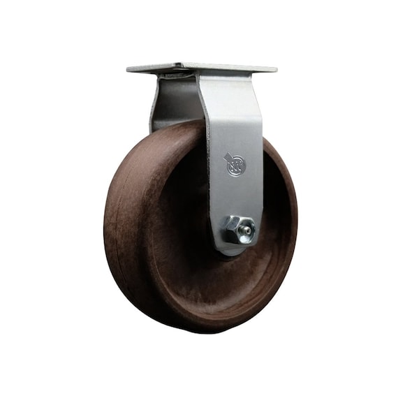 6'' High Temp Glass Filled Nylon Wheel Rigid Caster with Bronze Bearing